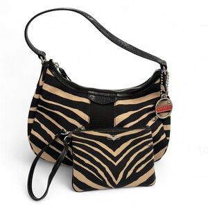 Coach Y2K Zebra Print Bag with Matching Wristlet, style #F27386